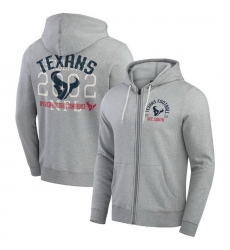 Men Houston Texans Heather Gray Vintage Stripe Full Zip Hoodie Men Houston Texans Heather Gray Vintage Stripe Full Zip Hoodie