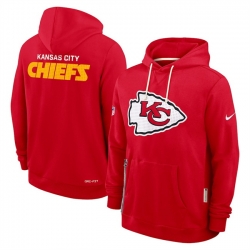 Men Kansas City Chiefs Red Sideline Standard Issue Initial Home Dri FIT Pullover Hoodie