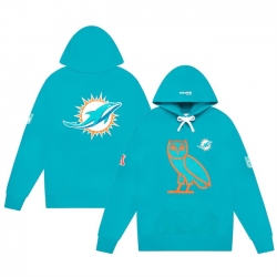 Men Miami Dolphins Aqua OVO Scarlet Icon Team Pullover Hoodie