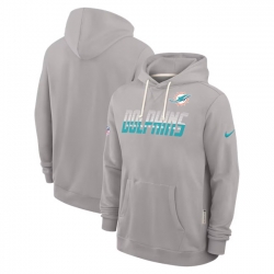 Men Miami Dolphins Gray Sideline Standard Issue Top Prospect Dri FIT Hoodie