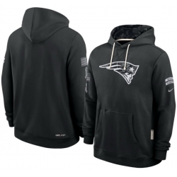 Men New England Patriots Black 2026 Salute to Service Sideline Dri FIT Pullover Hoodie