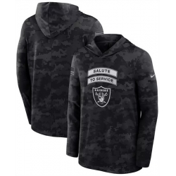 Men Las Vegas Raiders Black 2026 Salute to Service Sideline Lightweight Hoodie Dri FIT Long Sleeve Top