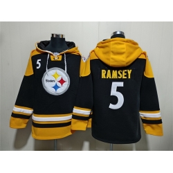 Men Pittsburgh Steelers 5 Jalen Ramsey Black Ageless Must Have Lace Up Pullover Hoodie