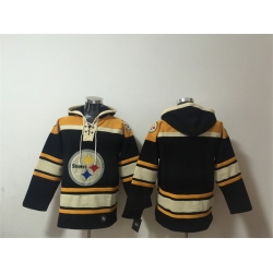 Men Pittsburgh Steelers Blank Black Ageless Must Have Lace Up Pullover Hoodie