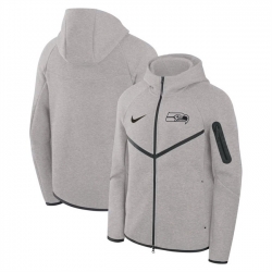 Men Seattle Seahawks Gray Tech Fleece Full Zip Windrunner Hoodie