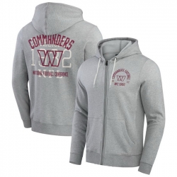 Men Washington Commanders Heather Gray Vintage Stripe Full Zip Hoodie