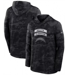 Men Los Angeles Chargers Black 2026 Salute to Service Sideline Lightweight Hoodie Dri FIT Long Sleeve Top