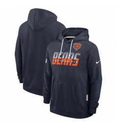 Men Chicago Bears Navy Sideline Standard Issue Top Prospect Dri FIT Hoodie