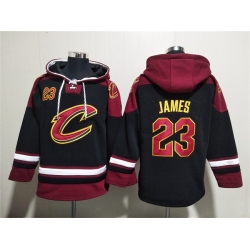 Men Cleveland Cavaliers 23 LeBron James Black Red Ageless Must Have Lace Up Pullover Hoodie