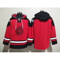 Men Portland Trail Blazers Blank Red Lace Up Pullover Hoodie