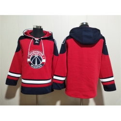 Men Washington Wizards Blank Red Navy Lace Up Pullover Hoodie