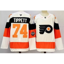 Men Philadelphia Flyers 74 Owen Tippett White 2024 25 With A Patch Stitched Jersey