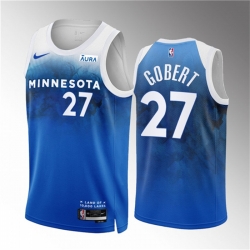 Men Minnesota Timberwolves 27 Rudy Gobert Blue 2023 24 City Edition Stitched Jersey