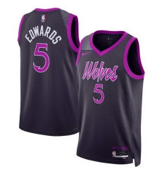 Men Minnesota Timberwolves 5 Anthony Edwards Purple 2025 26 City Edition Stitched Jersey Men Minnesota Timberwolves 5 Anthony Edwards Purple 2025 26 City Edition Stitched Jersey
