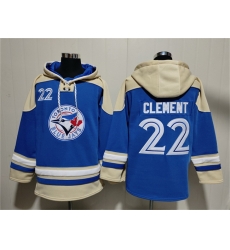 Men Toronto Blue Jays  22 Ernie Clement Royal Ageless Must Have Lace Up Pullover Hoodie