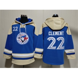 Men Toronto Blue Jays  22 Ernie Clement Royal Ageless Must Have Lace Up Pullover Hoodie
