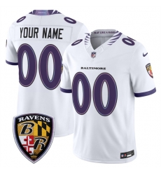 Men Baltimore Ravens Active Player Custom White 2026 F U S E  Vapor Stitched Limited Football Jersey