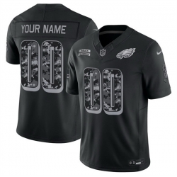 Men Philadelphia Eagles Active Player Custom Black F U S E  2026 Salute to Service Limited Stitched Football Jersey