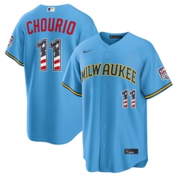 Men Women Youth Milwaukee Brewers Fourth of July Custom Nike Light Blue USA 250 Stadium Jersey