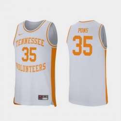 Men Tennessee Volunteers Yves Pons White Retro Performance College Basketball Jersey