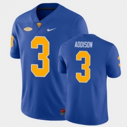 Men Pitt Panthers Jordan Addison College Football Royal Game Jersey