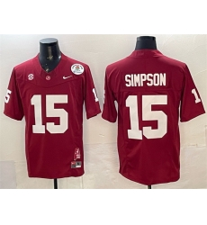 Men Alabama Crimson Tide 15 Ty Simpson Red F U S E  With Patch Stitched Football Jersey