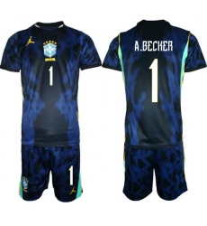 Youth Brazil 2026 FIFA World Cup Blue Away Soccer Jersey A.BECKER #1 Youth Brazil 2026 FIFA World Cup Blue Away Soccer Jersey A.BECKER #1