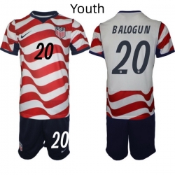 USA FIFA World Cup 2026 Soccer Red Home Jersey Folarin Balogun #20