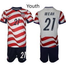 USA FIFA World Cup 2026 Soccer Red Home Jersey Timothy Weah #21 USA FIFA World Cup 2026 Soccer Red Home Jersey Timothy Weah #21