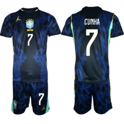 Men Brazil 2026 FIFA World Cup Blue Away Soccer Jersey CUNHA #7