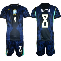 Men Brazil 2026 FIFA World Cup Blue Away Soccer Jersey SANTOS #8