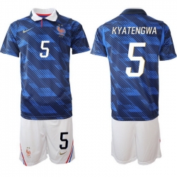 Men France 2026 FIFA World Cup Blue Soccer Jersey #5 Pierre Kalulu Kyatengwa