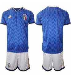 Italy Home Blue Soccer Blank Jersey 0001 Italy Home Blue Soccer Blank Jersey 0001