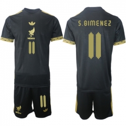 Men Mexico 2025 Soccer Jerseys BlackGold #11 S.BIMENEZ