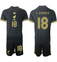 Men Mexico 2025 Soccer Jerseys BlackGold #18 L.CHAVEZ Men Mexico 2025 Soccer Jerseys BlackGold #18 L.CHAVEZ