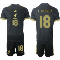Men Mexico 2025 Soccer Jerseys BlackGold #18 L.CHAVEZ