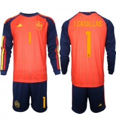 Spain 2026 FIFA World Cup Soccer Jersey Red LONG #1 I.CASILLAS