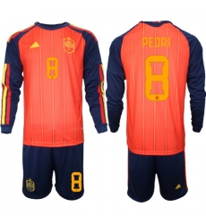 Spain 2026 FIFA World Cup Soccer Jersey Red LONG #8 PEDRI