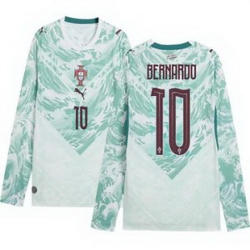 Men 10 Portugal Replica Bernardo Silva Long Sleeve Away Jersey   2