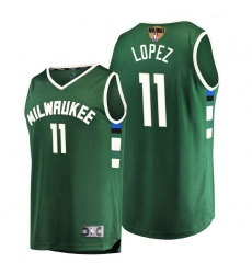 bucks brook lopez green 2021 nba finals bound replica jersey