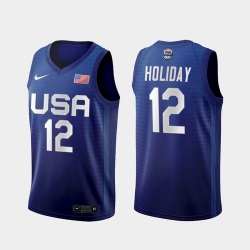 Men's USA Team Jrue Holiday Away Blue 2021 Tokyo Olympics Jersey