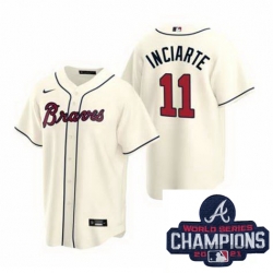 Men Nike Atlanta Braves 11 Ender Inciarter Ice Cream Alternate Stitched Baseball Stitched MLB 2021 Champions Patch Jersey