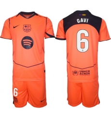 Men FC Barcelona 2026 Soccer Jerseys Orange #6 GAVI Men FC Barcelona 2026 Soccer Jerseys Orange #6 GAVI