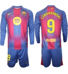 Men FC Barcelona 2026 Soccer Jerseys Red Long #9 LEWANDOWSKI Men FC Barcelona 2026 Soccer Jerseys Red Long #9 LEWANDOWSKI