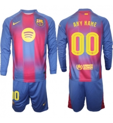 Men FC Barcelona 2026 Soccer Jerseys Red Long CUSTOM (2)