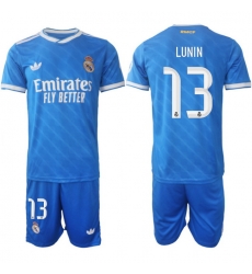 Men Real Madrid 2026 Soccer Jerseys Blue #13 LUNIN Men Real Madrid 2026 Soccer Jerseys Blue #13 LUNIN