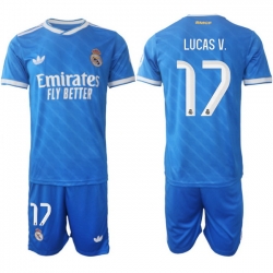 Men Real Madrid 2026 Soccer Jerseys Blue #17 LUCAS V.