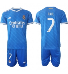 Men Real Madrid 2026 Soccer Jerseys Blue #7 RAUL Men Real Madrid 2026 Soccer Jerseys Blue #7 RAUL