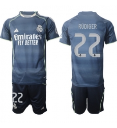 Men Real Madrid 2026 Soccer Jerseys DarkBlue #22 RUDIGER