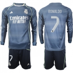 Men Real Madrid 2026 Soccer Jerseys DarkBlue Long #7 RONALDO